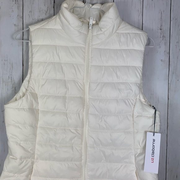 Liz Claiborne Quilted Puffer Vest Jacket Cream Ivory Women’s Sz S NWT - Picture 2 of 8